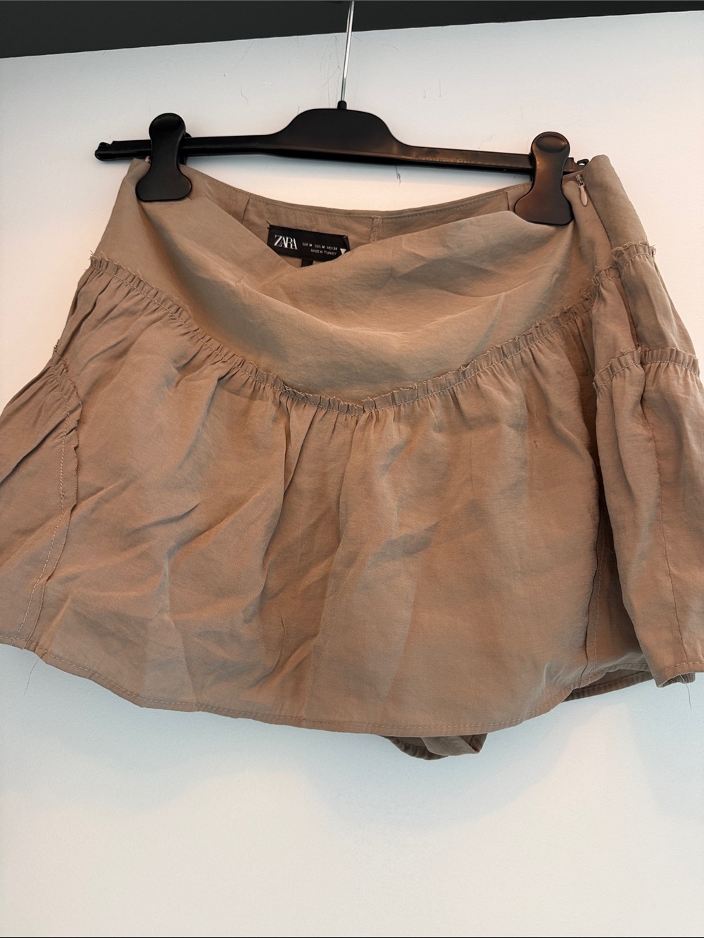 Zara Taupe Tiered Mini Skirt